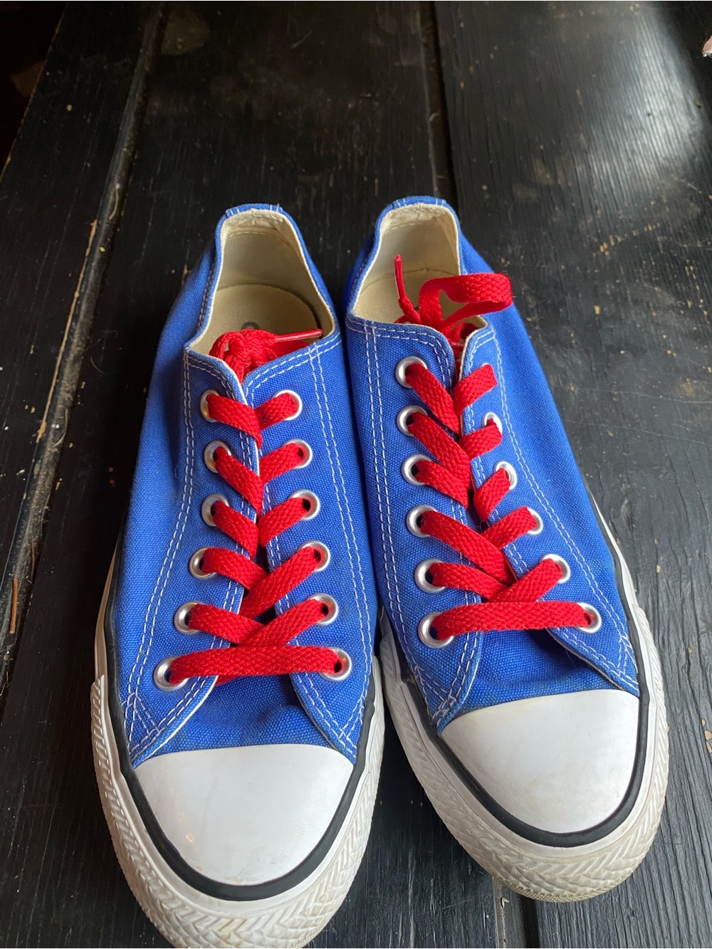 Converse Kids Blue Canvas Sneakers with Red Laces